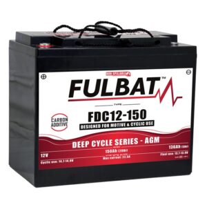 Η Μπαταρία FULBAT Deep Cycle FDC12-150 είναι ιδανική για golf carts, σκάφη, ανυψωτικά μηχανήματα και μηχανές καθαρισμού, προσφέροντας ανώτερη κυκλική απόδοση, αυτονομία και αξιοπιστία